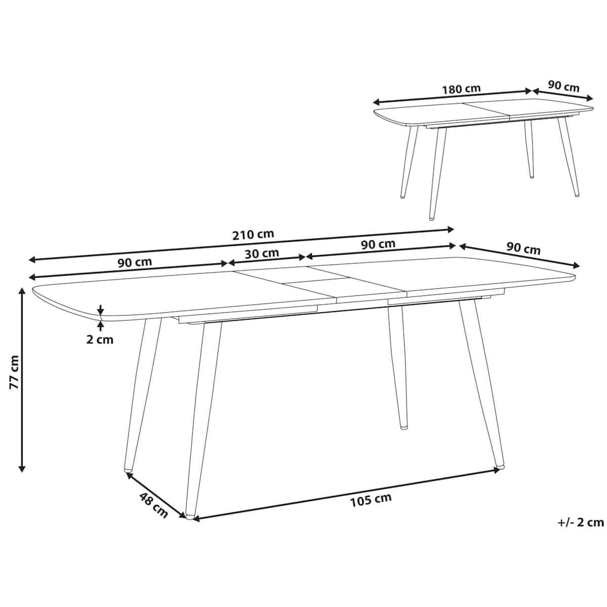 Stół do jadalni rozkładany 180/210 x 90 cm jasne drewno HAGA