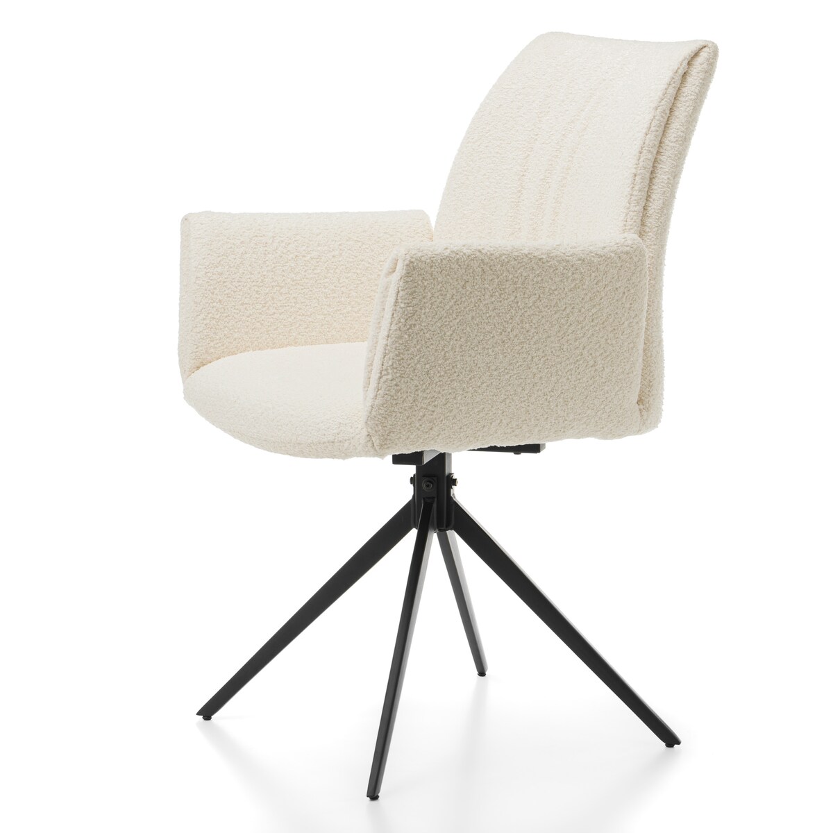 Krzesło tapicerowane szenilowe boucle ecru glamour do salonu PRATO jasnobeżowe