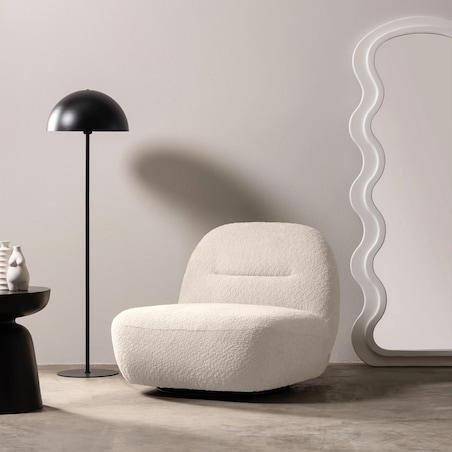 Fotel obrotowy bouclé kremowy Eroni