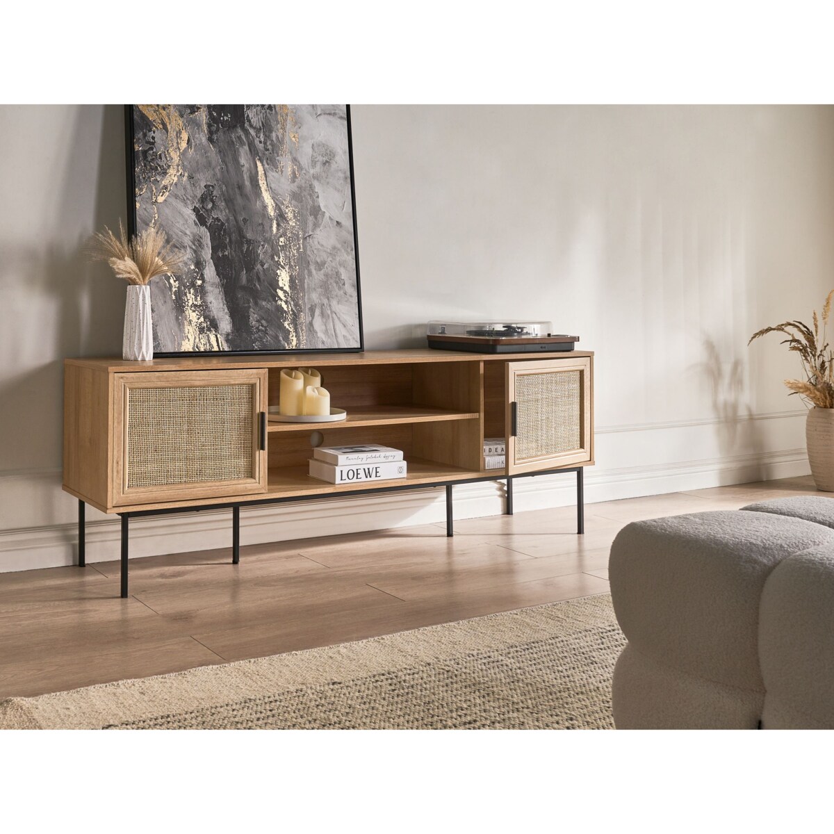 Szafka RTV PASCO Rattan Jasnobrązowy