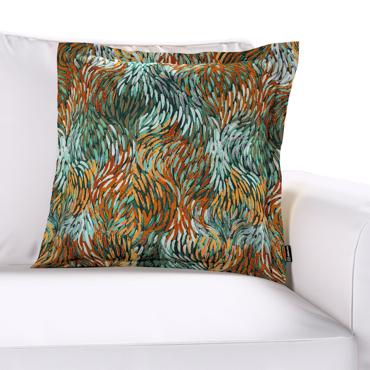 Poszewka Mona na poduszkę 45x45 abstrakcyjny zielono-pomarańczowy wzór