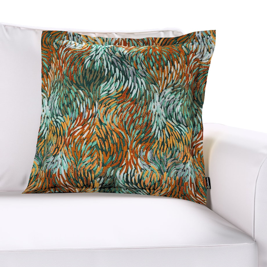 Poszewka Mona na poduszkę 45x45 abstrakcyjny zielono-pomarańczowy wzór