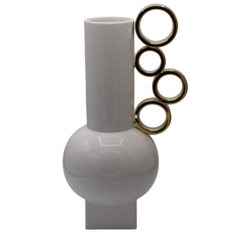 Wazon ceramiczny JULITTA 40,5x22,5X17 cm złoty uchwyt kółeczkowy