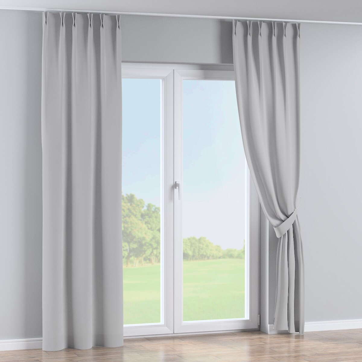 Zasłona na haczykach flex podwójnych 130x245 srebrny