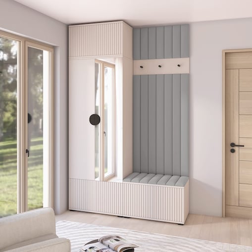 Pojemna garderoba Ritmo wersja 4 z panelami Trinity 14 kaszmir