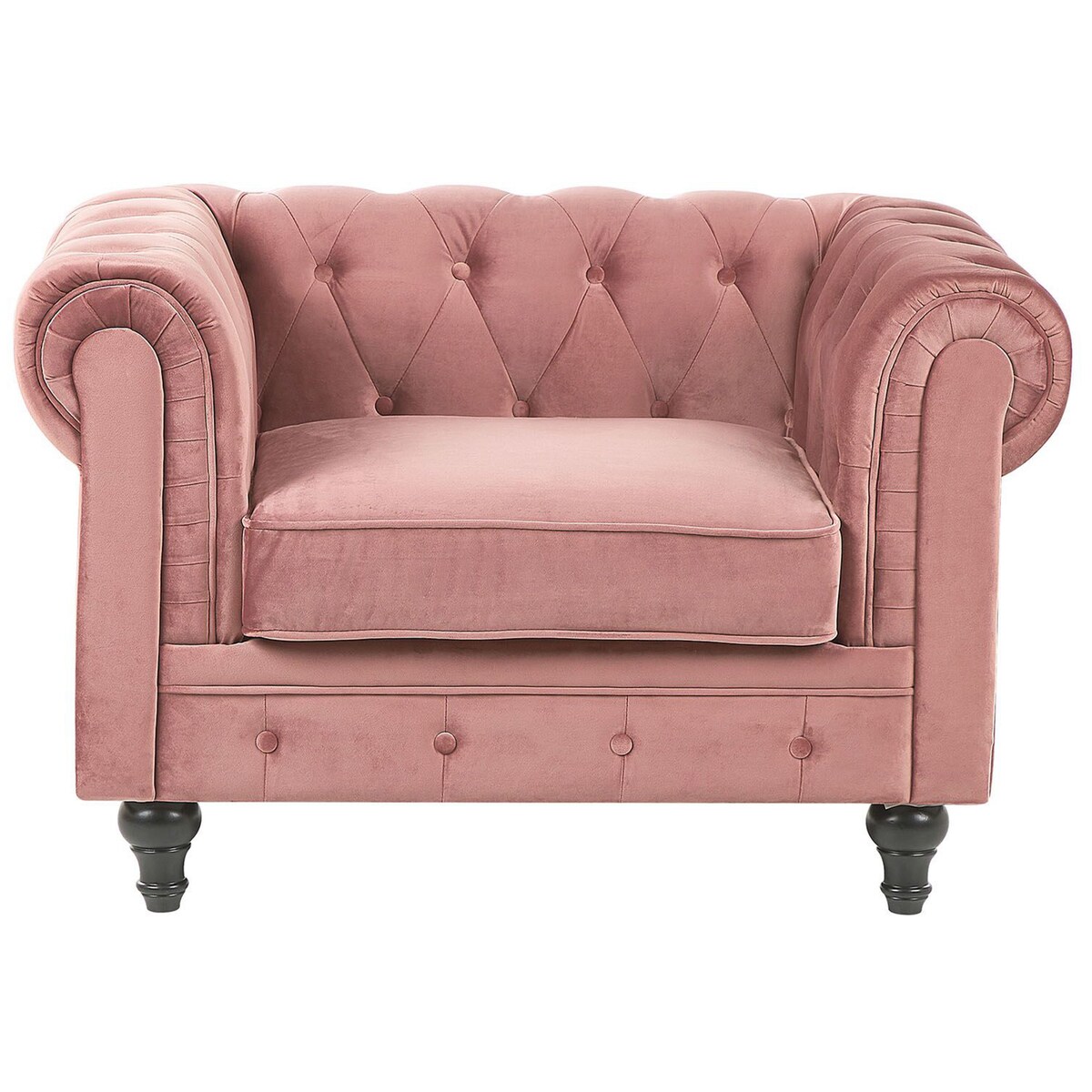 Fotel CHESTERFIELD Welur Różowy