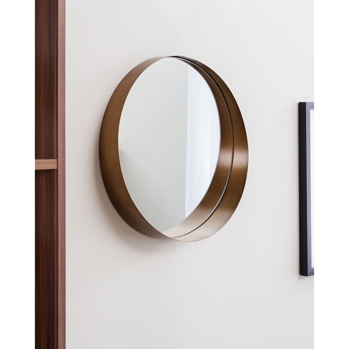 Metalowe okrągłe lustro ścienne ø 40 cm miedziane PINEY