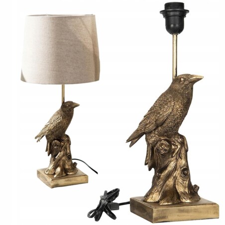 LAMPA STOŁOWA BIURKOWA NOCNA E27 ZŁOTA PTAK KRUK 41cm do salonu sypialni