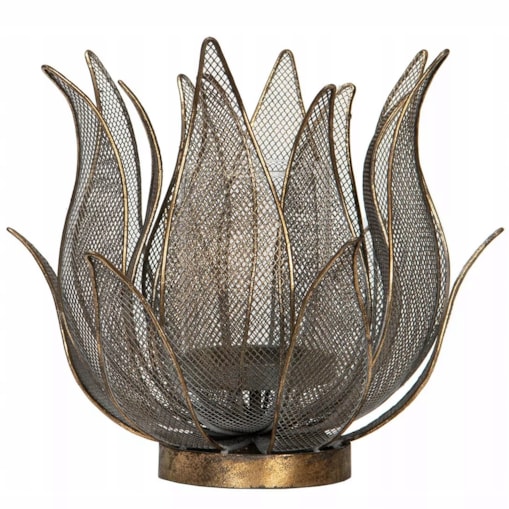 LAMPION ZŁOTY METALOWY KWIAT do salonu z kloszem skandynawski 24cm