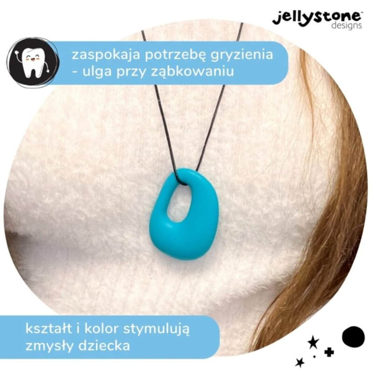Wisiorek silikonowy gryzak Kamyk, turkusowy, Jellystone Designs