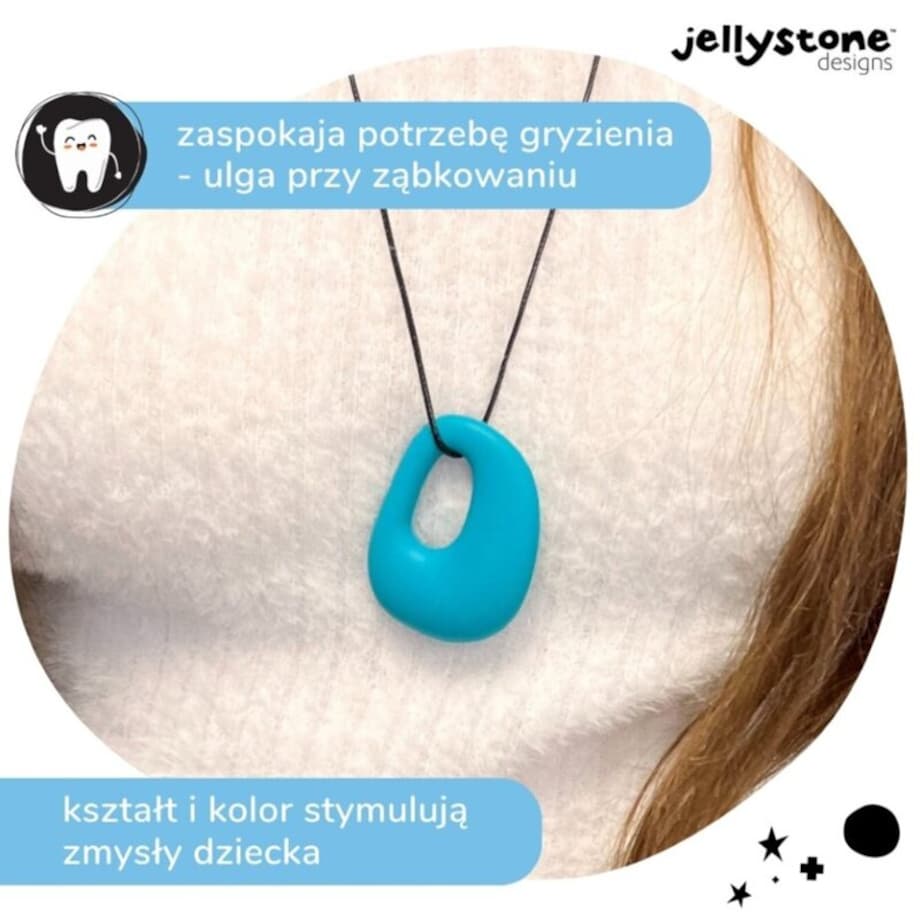 Wisiorek silikonowy gryzak Kamyk, turkusowy, Jellystone Designs