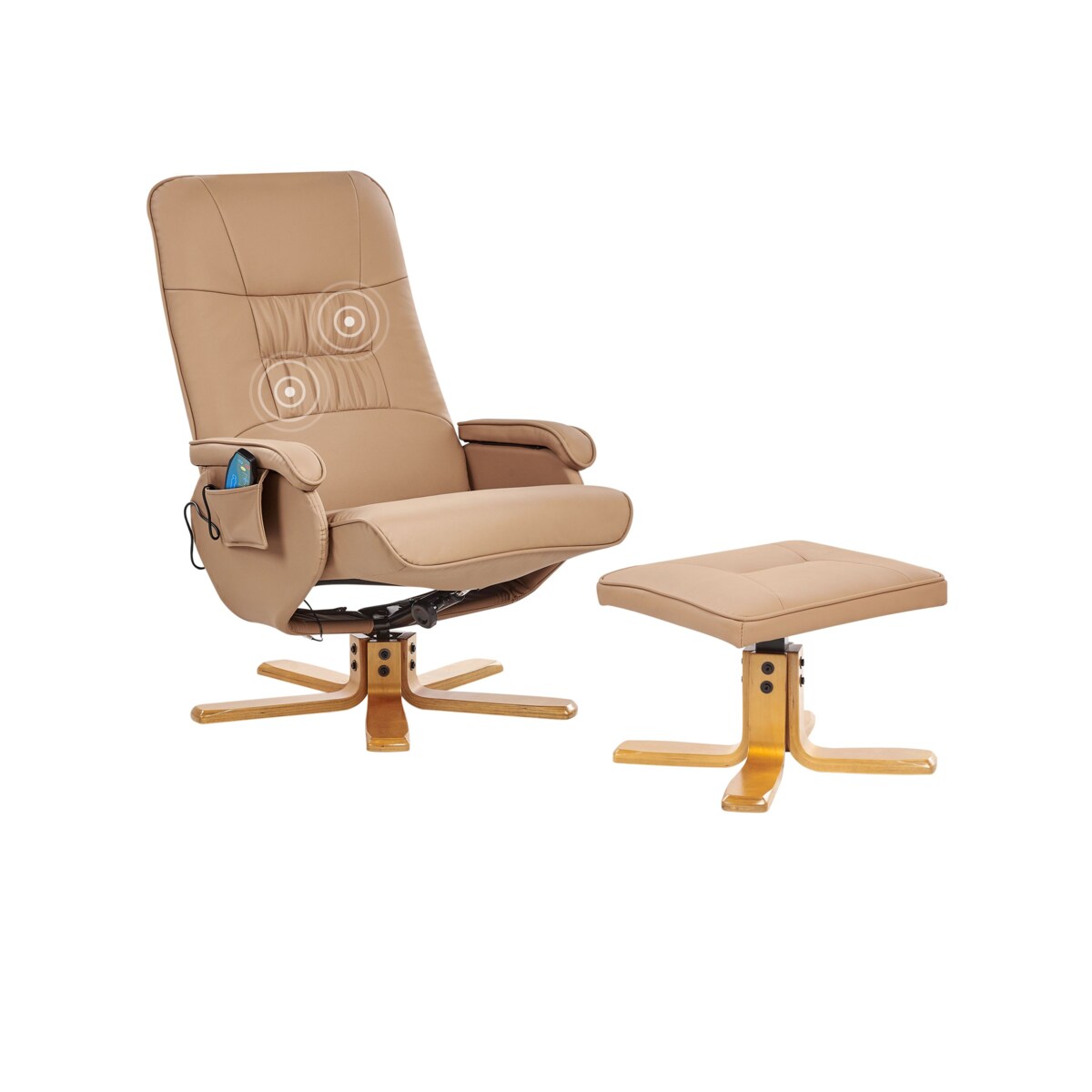 Fotel z masażem RELAXPRO Ekoskóra Jasnobrązowy
