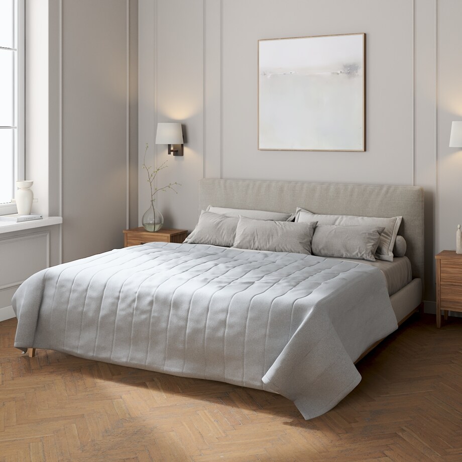 Narzuta pikowana w pasy 130x210 błękitny melanż