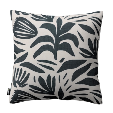 Poszewka Kinga na poduszkę 43x43 roślinny grafitowy motyw na kremowym tle