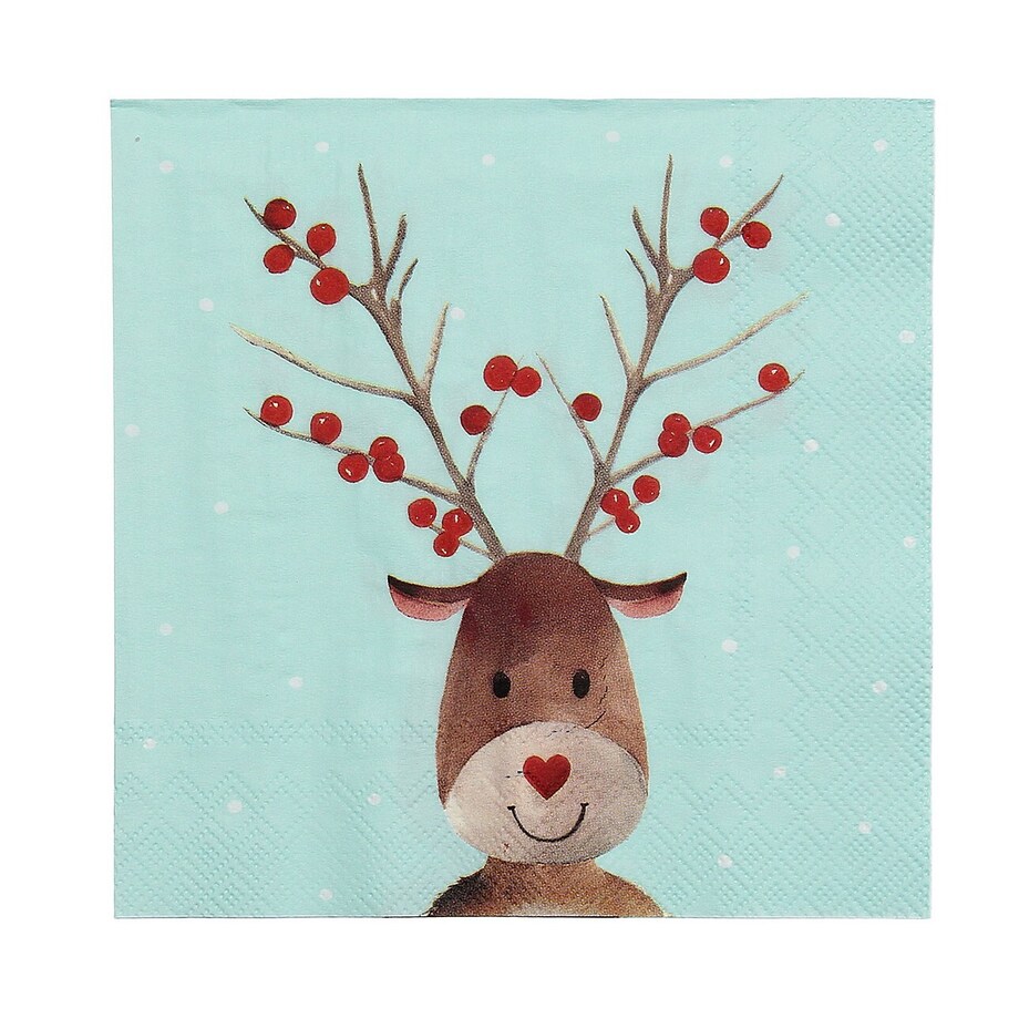 Serwetki świąteczne Reindeer Dots 20 szt. boże narodzenie, święta, świąteczne, miętowy, 16x16x3 cm
