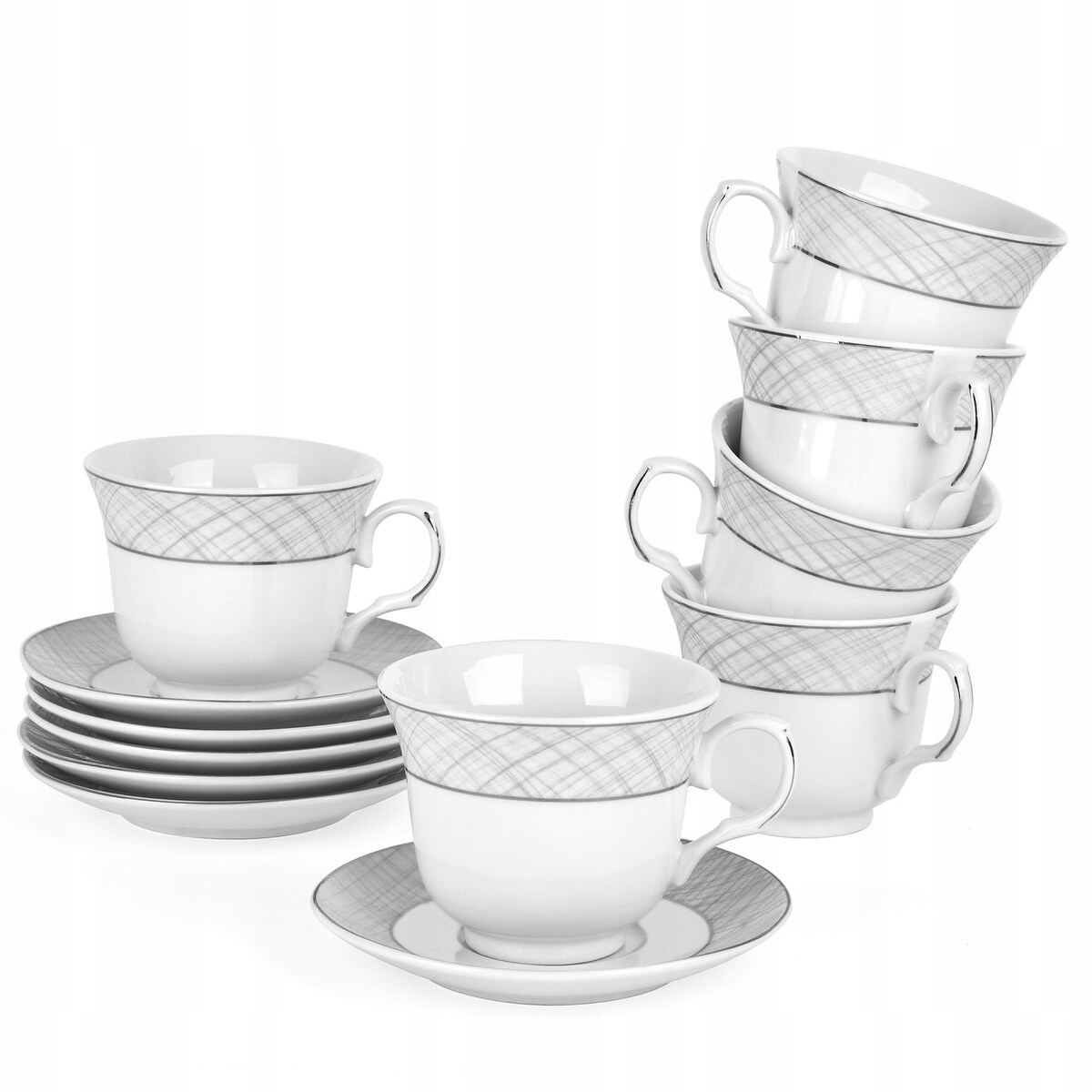 W PUDEŁKU Komplet filiżanek do kawy ze spodkami 250 ml NA PREZENT 6szt box