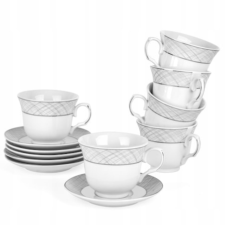 W PUDEŁKU Komplet filiżanek do kawy ze spodkami 250 ml NA PREZENT 6szt box