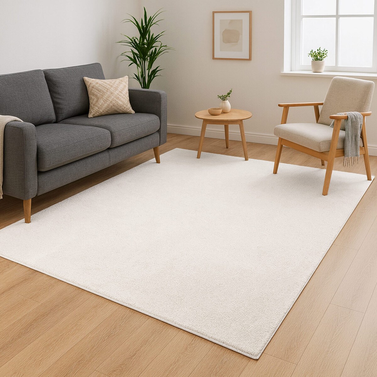 Dywan Jednokolorowy zmywalny antypoślizgowy miękki Calmia Biały 160x220