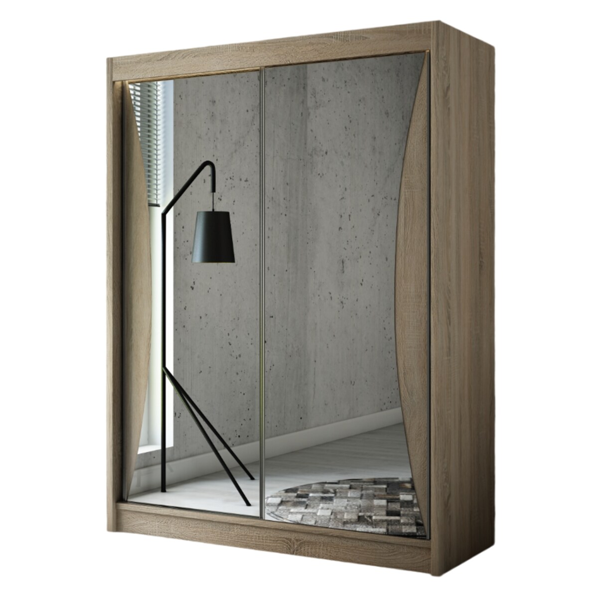 Szafa TWIN przesuwna z lustrem 150 cm - Dąb sonoma