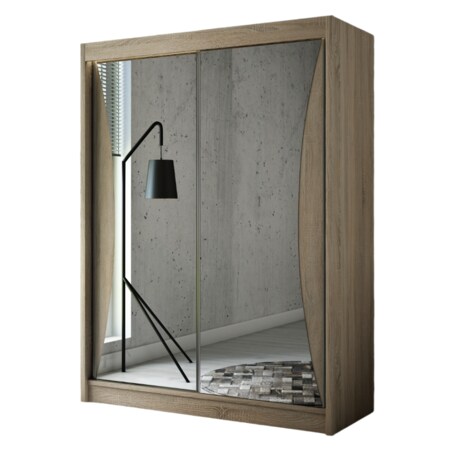 Szafa TWIN przesuwna z lustrem 150 cm - Dąb sonoma