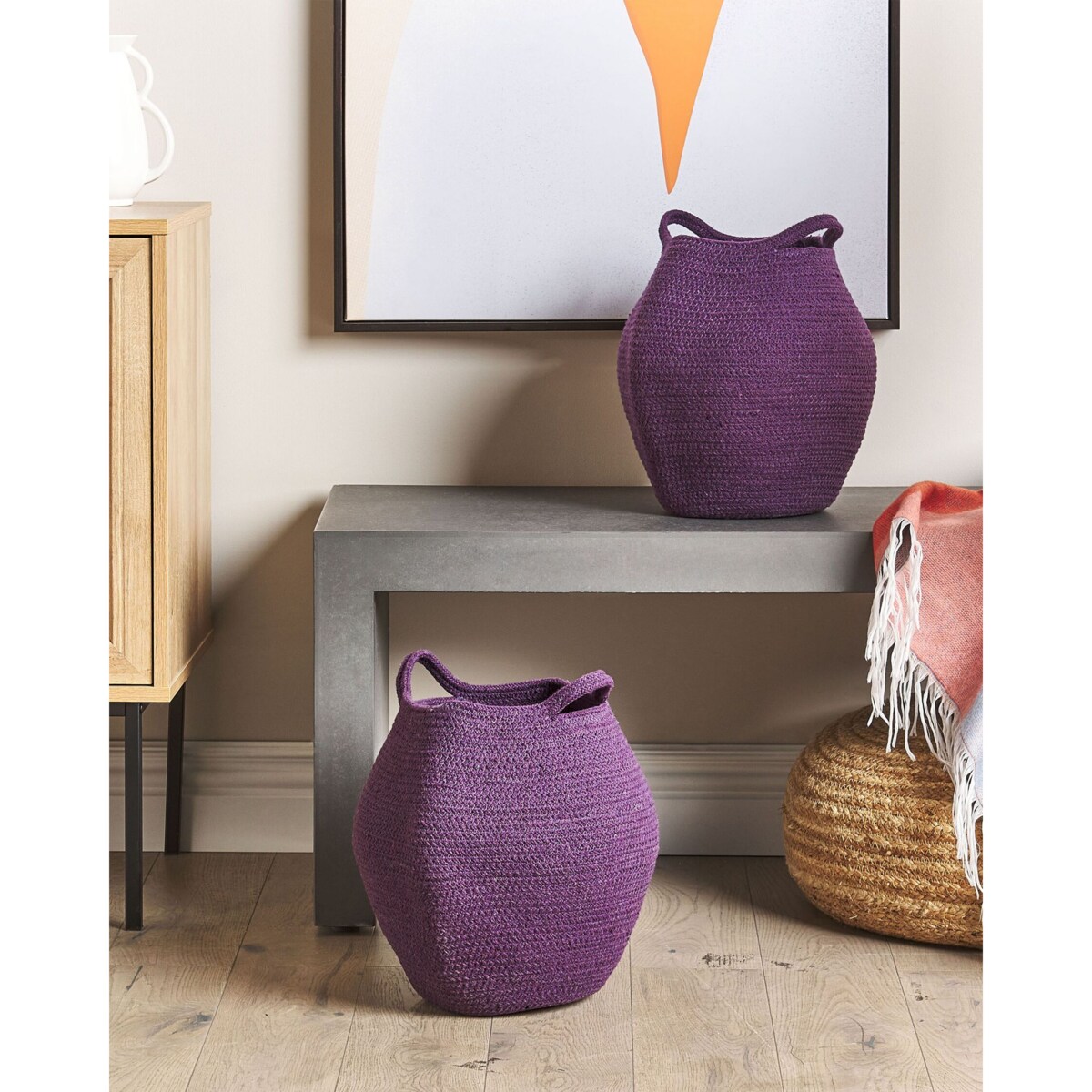 Zestaw 2 koszy bawełnianych fioletowy PANJGUR