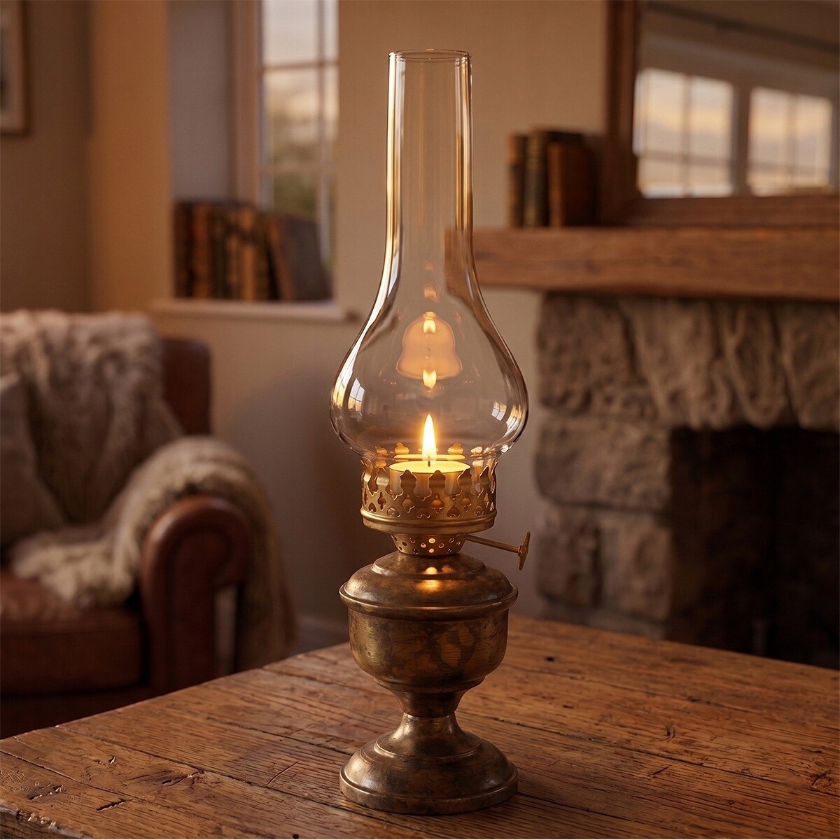 ŚWIECZNIK NA TEALIGHT LAMPA NAFTOWA SZKLANY LAMPION SKANDYNAWSKI LOFT 30cm
