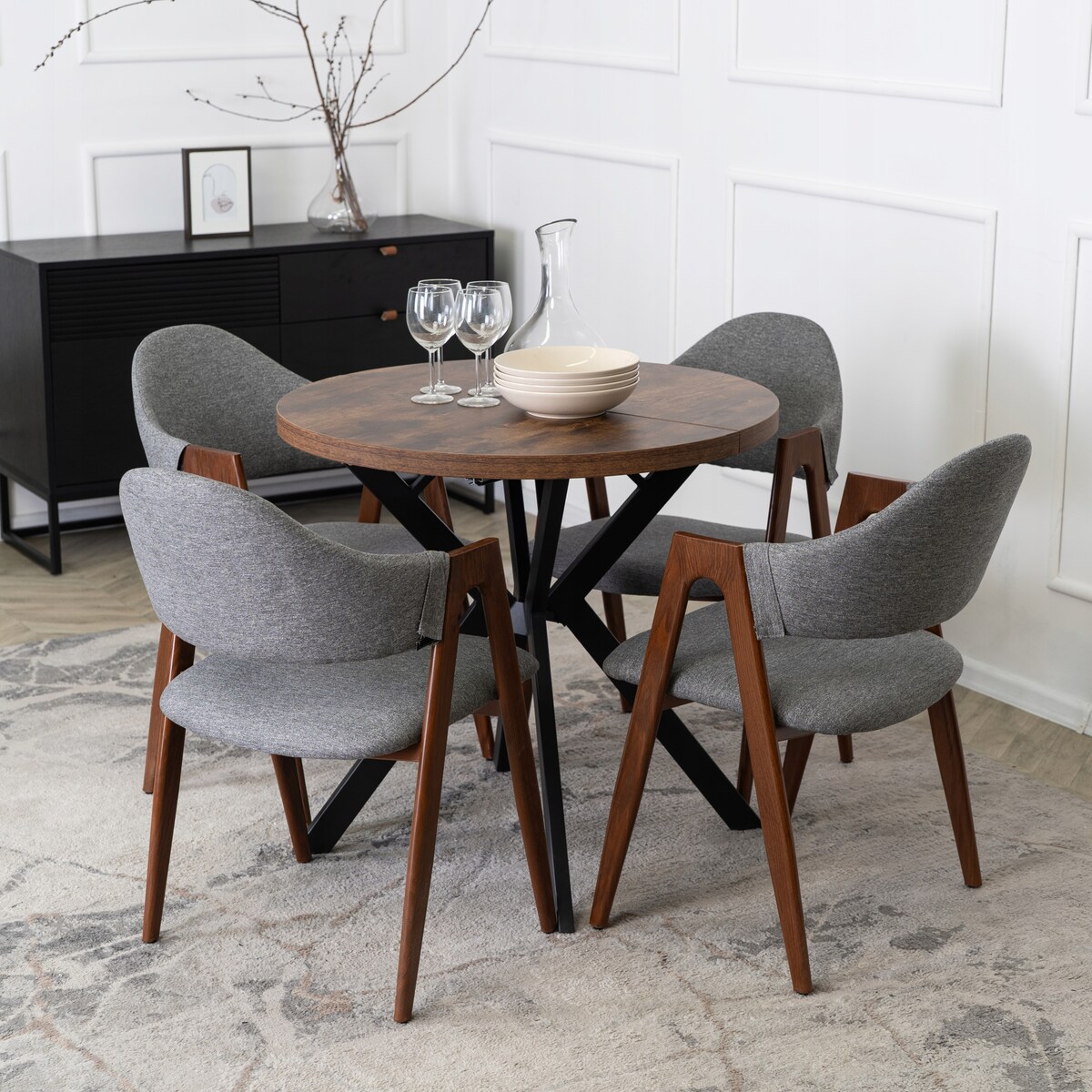 Krzesło Tapicerowane Kuchenne Skandynawskie Do Jadalni Salonu Popiel RUIZ