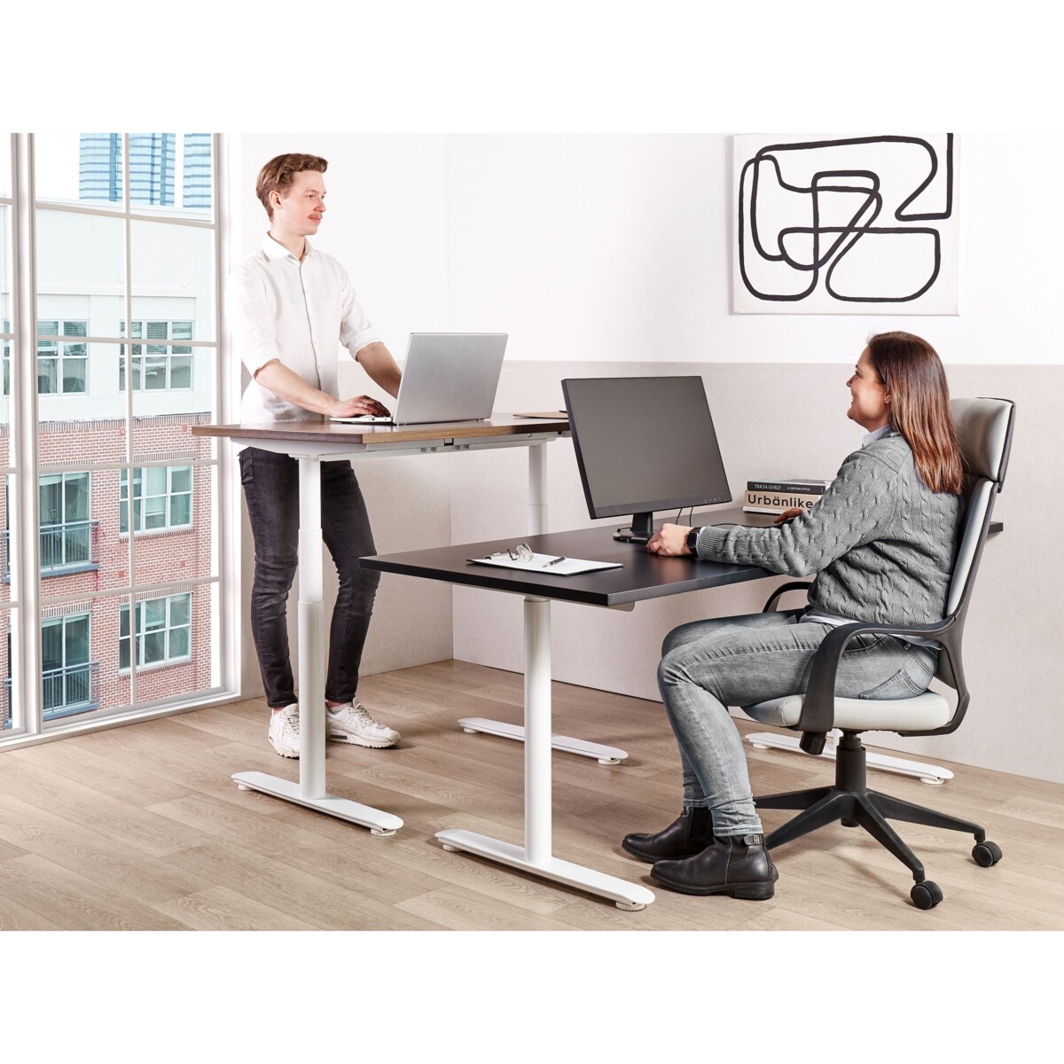 Biurko regulowane elektrycznie DESTINAS Czarny/ biały 160 cm 72 cm