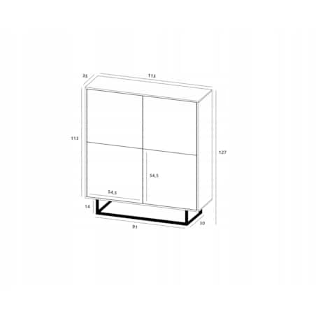 Komoda Loft Szafka RTV Loft Dąb Wotan Biały MAT 113 cm