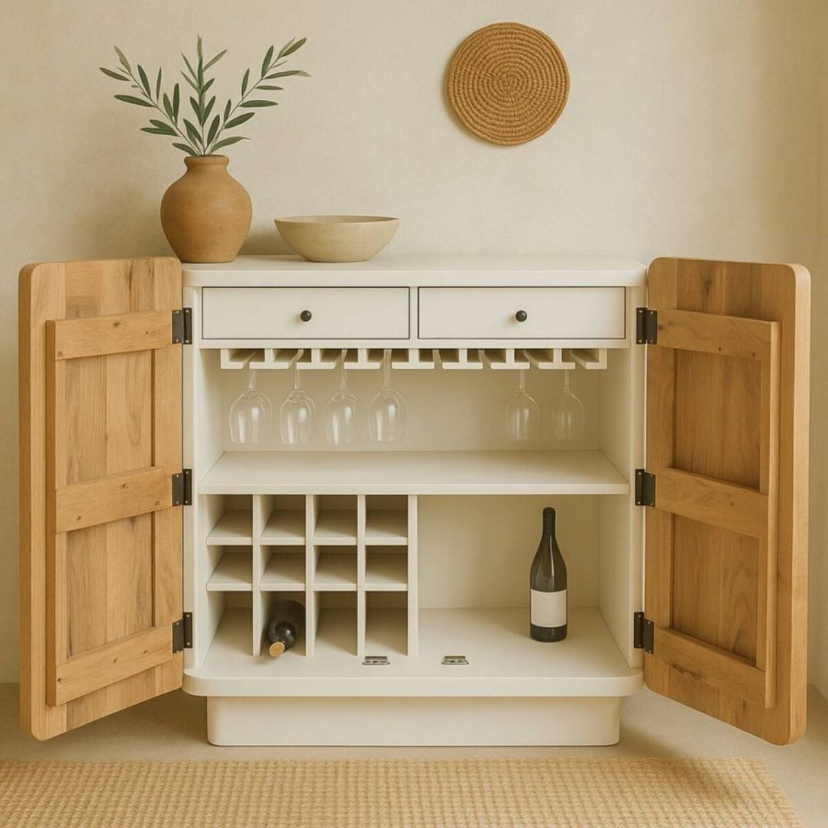 Komoda z drewna mango i akacji 100x85x50 cm AKASJA barek