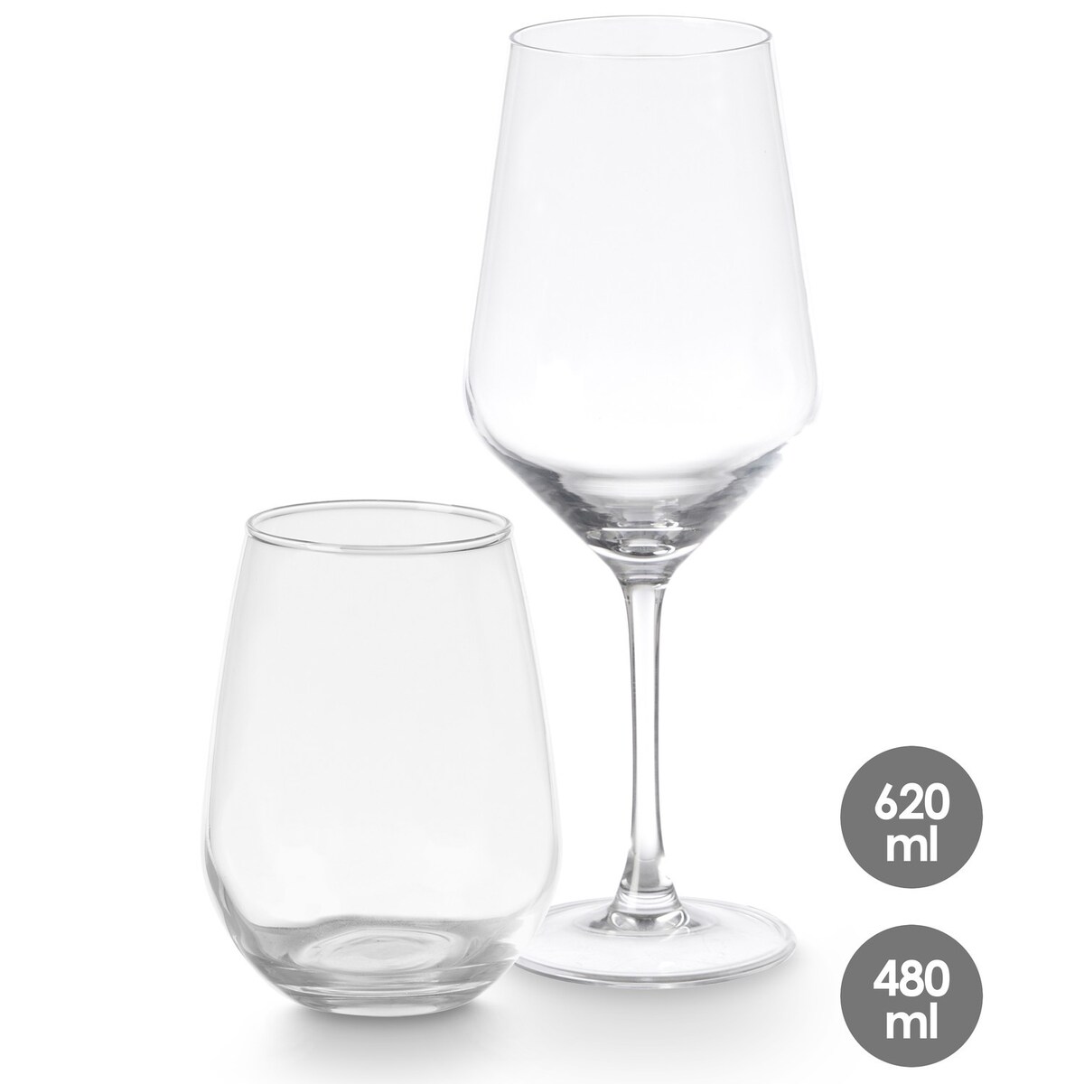 Zestaw 4 szklanek 480 ml i 4 kieliszków 620 ml AMARETTO