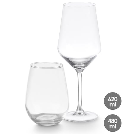Zestaw 4 szklanek 480 ml i 4 kieliszków 620 ml AMARETTO