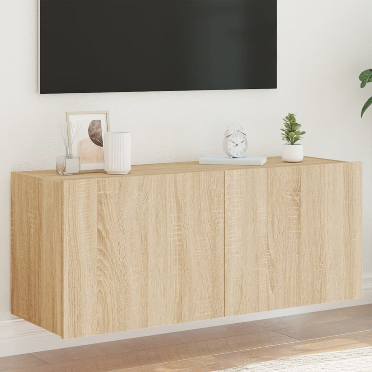 vidaXL Ścienna szafka TV z LED, dąb sonoma, 100x35x41 cm