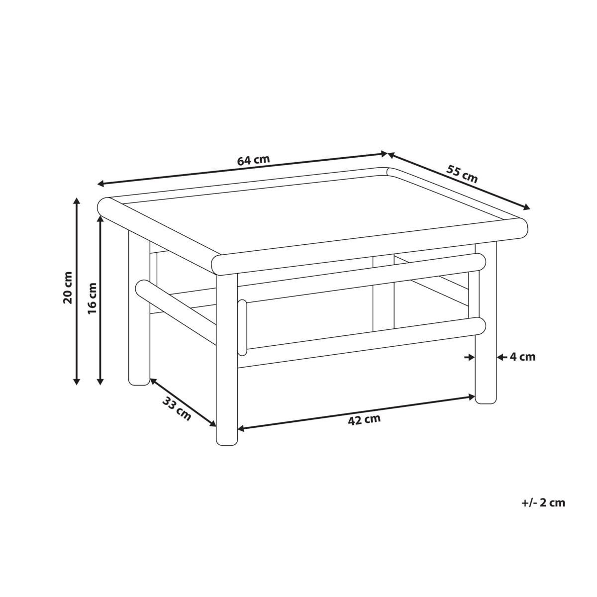 Stolik ogrodowy bambusowy 64 x 54 cm jasny CERRETO
