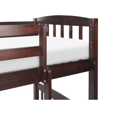 Łóżko piętrowe drewniane 90 x 200 cm ciemne REVIN