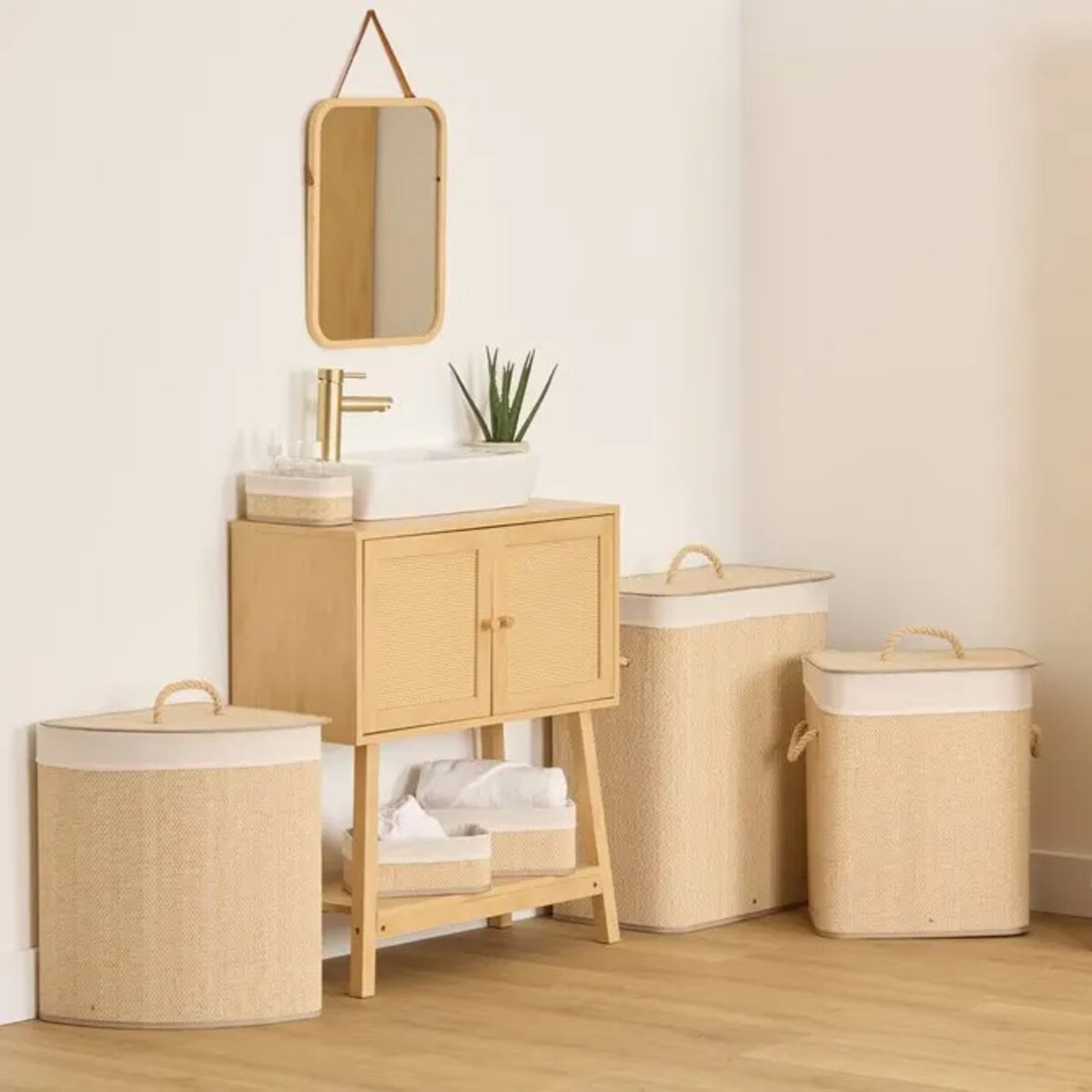 Kosz na pranie bambusowy 63x32x52 cm Stemy 100 L
