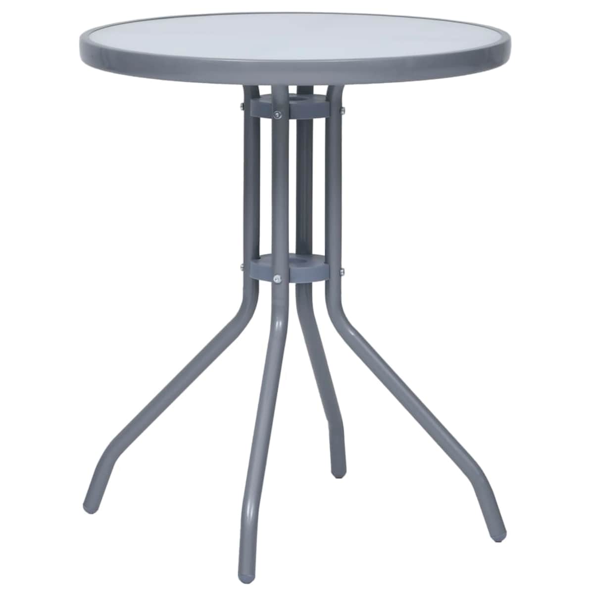 vidaXL Stolik ogrodowy, jasnoszary, 60 cm, stal i szkło
