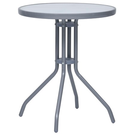 vidaXL Stolik ogrodowy, jasnoszary, 60 cm, stal i szkło