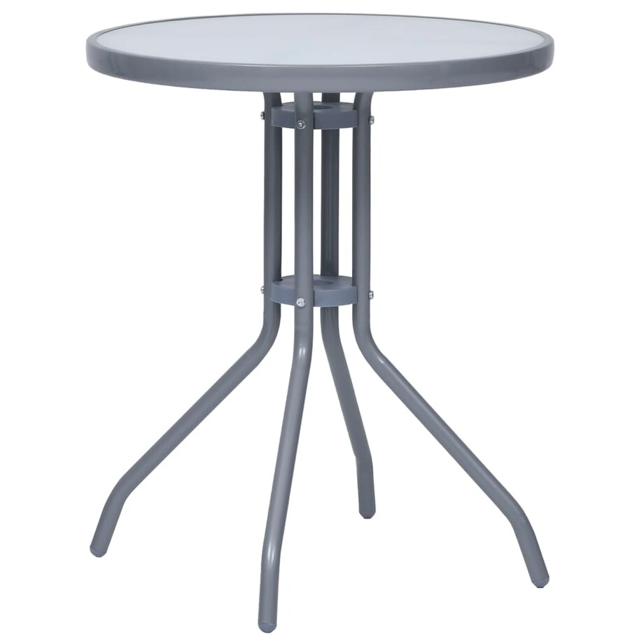 vidaXL Stolik ogrodowy, jasnoszary, 60 cm, stal i szkło