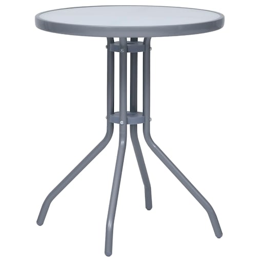 vidaXL Stolik ogrodowy, jasnoszary, 60 cm, stal i szkło