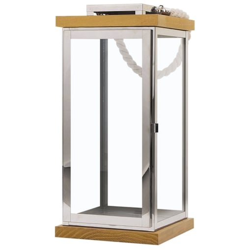 Lampion szklany 41 cm srebrny BORNEO