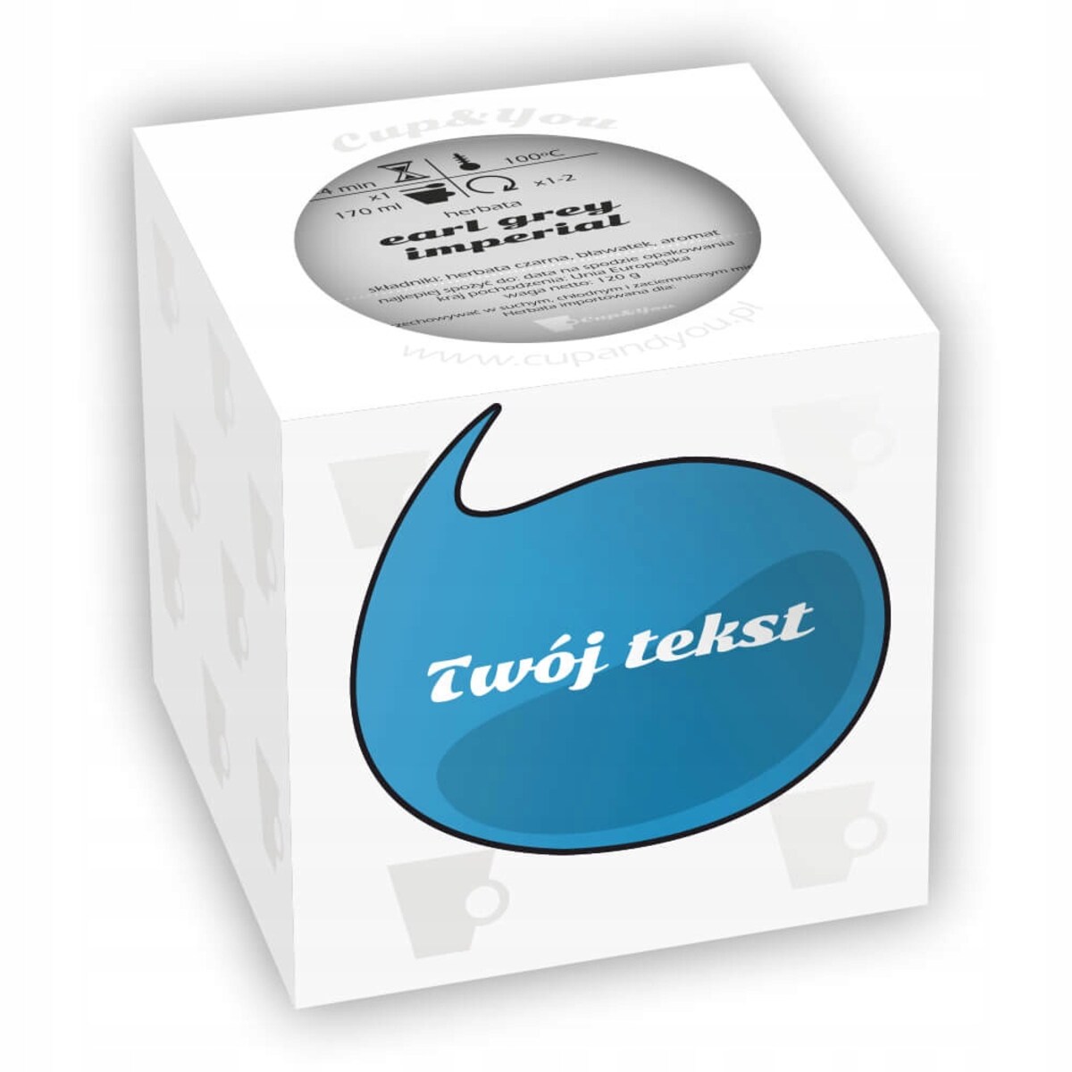 Gotowy zestaw prezentowy personalizowana Herbata Earl Grey Imperial PREMIUM białe opakowanie 120g prezent upominek dla kobiety żony taty brata na imprezę urodziny imieniny