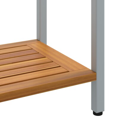 vidaXL Stół ogrodowy Naturalny i Szary 35x110x75 cm z litego drewna i stali