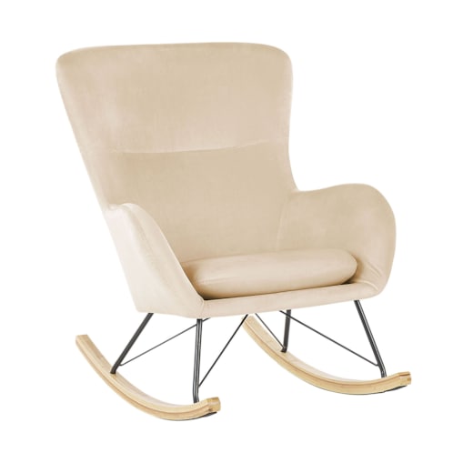 Fotel bujany welurowy beżowy ELLAN