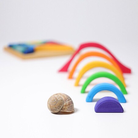 Układanka drewniana Kształty- zestaw klocków Grimm's kolorowy 3+