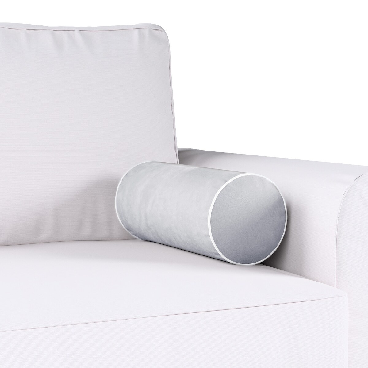 Poduszka wałek prosty z lamówką, srebrzysty szary, Ø16 x 40 cm, Velvet