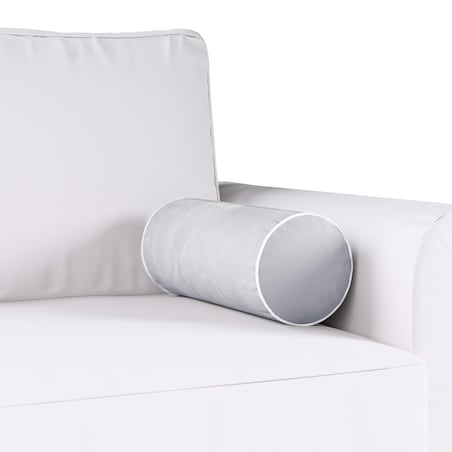 Poduszka wałek prosty z lamówką, srebrzysty szary, Ø16 x 40 cm, Velvet