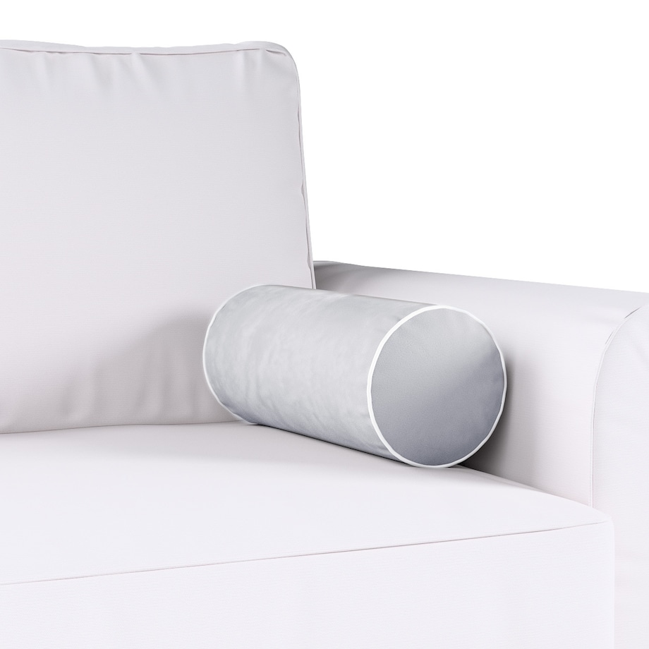 Poduszka wałek prosty z lamówką, srebrzysty szary, Ø16 x 40 cm, Velvet