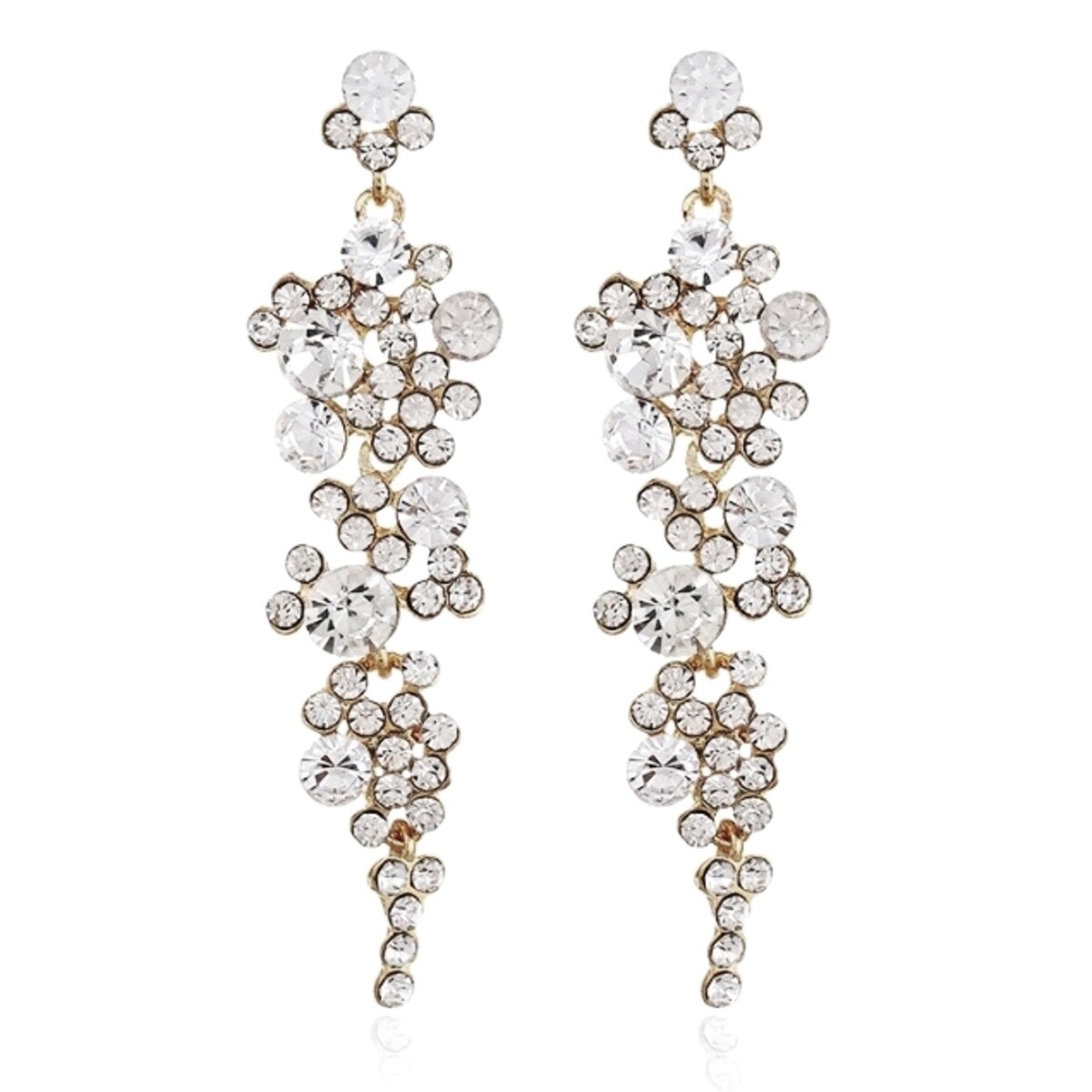 Złote długie kryształowe kolczyki gronka
