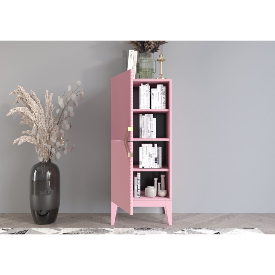 Drewniana komoda Visby DEMI HIGH 2D / kolor pudrowy róż / szer. 50,5 cm